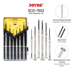 JOYKO Precision Screwdriver Set Obeng Presisi SCD-7502 with Magnet 1 Set 6 Pcs