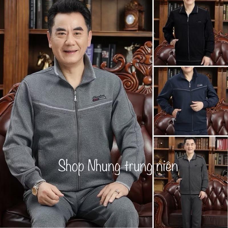  Bộ Quần Áo Nỉ Nam Trung Niên Trung Tuổi chất đep dày vừa không nhăn không xù + ẢNH THẬT có size lớn 90kg Menswear Ong Polo Có Cổ 