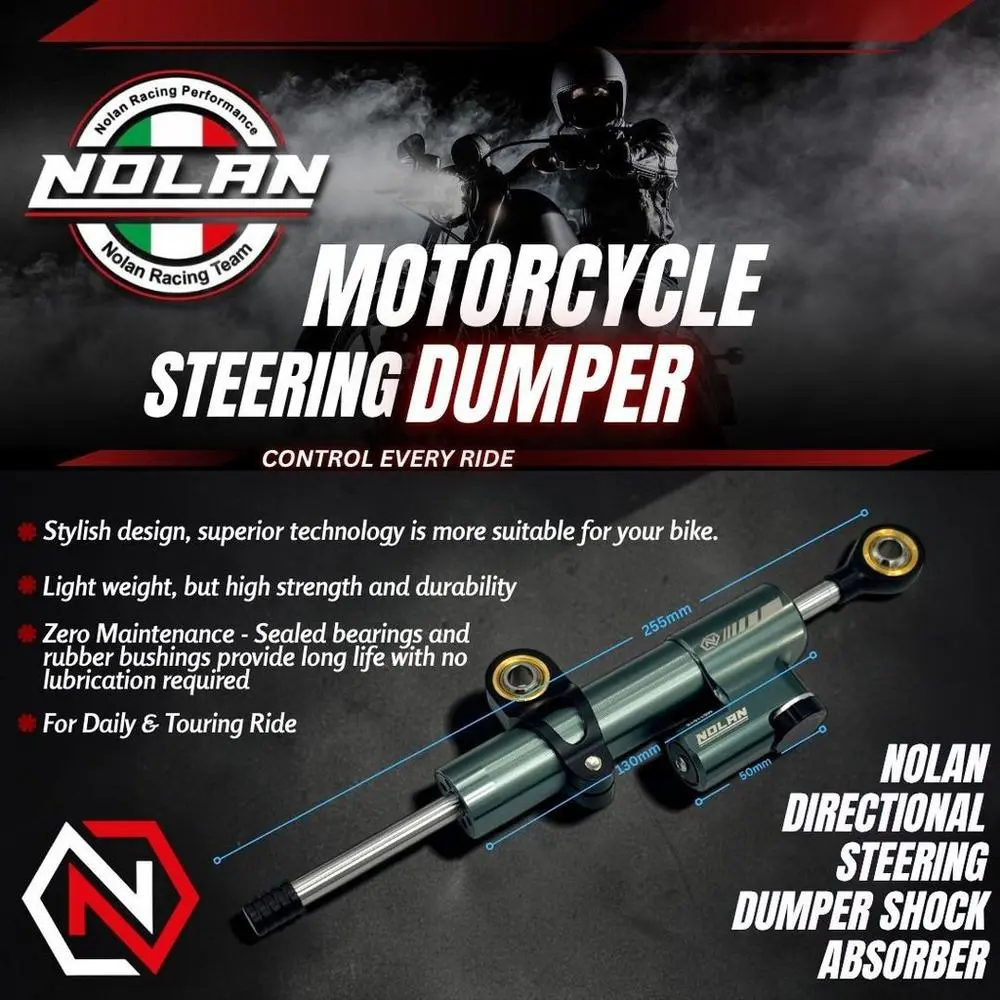 NOLAN Stabiliser Stang PHG01-1 Steering Damper CNC Universal Motor - Bla /Red