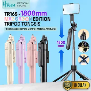 【Tinggi 180cm】Hieen Tripod Macaroon TR16S Remote Bluetooth 180cm Hand Stabilizier Stainless Steel Anti Karat 4 Kaki Stabil