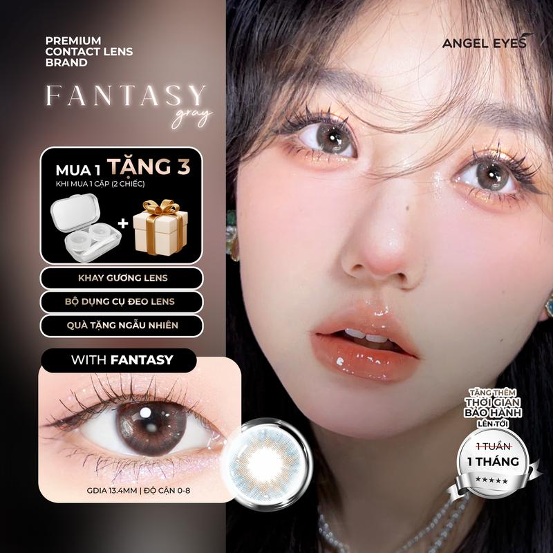  Lens xám tự nhiên có độ cận 0-8 N’Rosa Fantasy Gray chất liệu Silicone Hydrogel cho mắt thở Angel Eyes phân phối  Kính áp tròng màu xám tự nhiên | Lens xám áp tròng không viền  