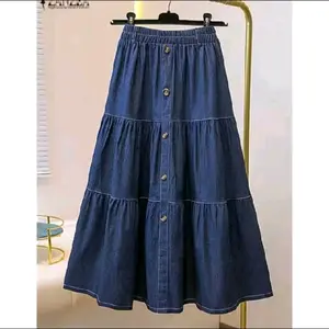 ROK RUFFLE ROK JEANS A-line MAYUNG STYLE KOREAN, ROK SUSUN JEANS KANCING DAN NON KANCING.