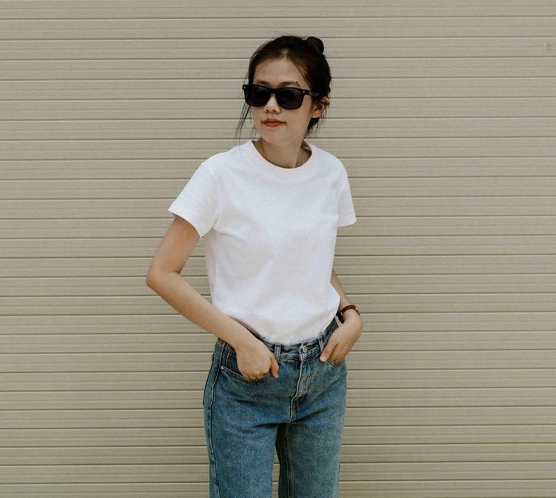 Áo thun nữ form baby tee vừa người LEWLEW Basic TRẮNG trơn - 100% cotton thoáng mát