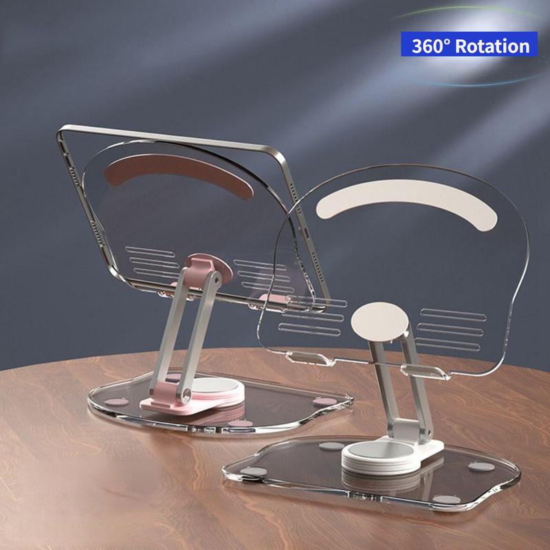 Giá Chân Đế Máy Tính Bảng, Chất Liệu Acrylic, Xoay 360 °, Giá Chân Đế Để Bàn Có Thể Điều Chỉnh Giá Đỡ Trong Suốt Có Thể Gập Lại Thích Hợp Cho Máy Tính Bảng, Máy Tính Xách Tay Và Điện Thoại Di Động 4.7-13 "Tương Thích