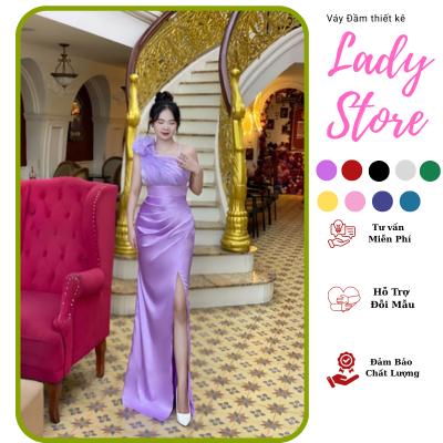 Dạ hội phi lụa bông vai kết hạt sang trọng, quý phái [ Đầm váy dự tiệc ] trắng, đen, hồng, vàng, xanh, tím M048