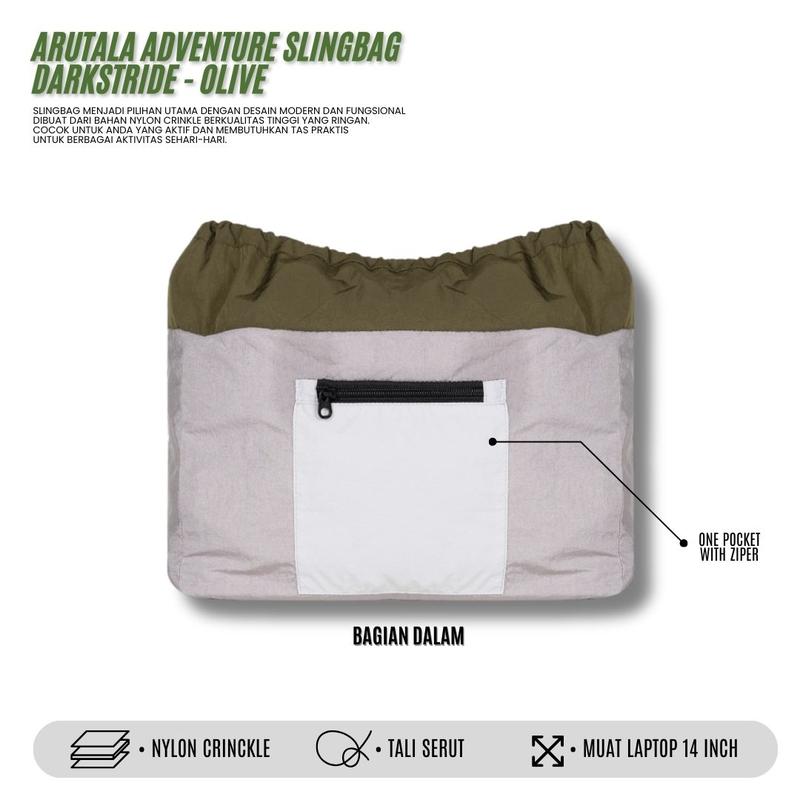 Tas Selempang Arutala Adventure Darkstride Olive Waterproof untuk Pria dan Wanita 3