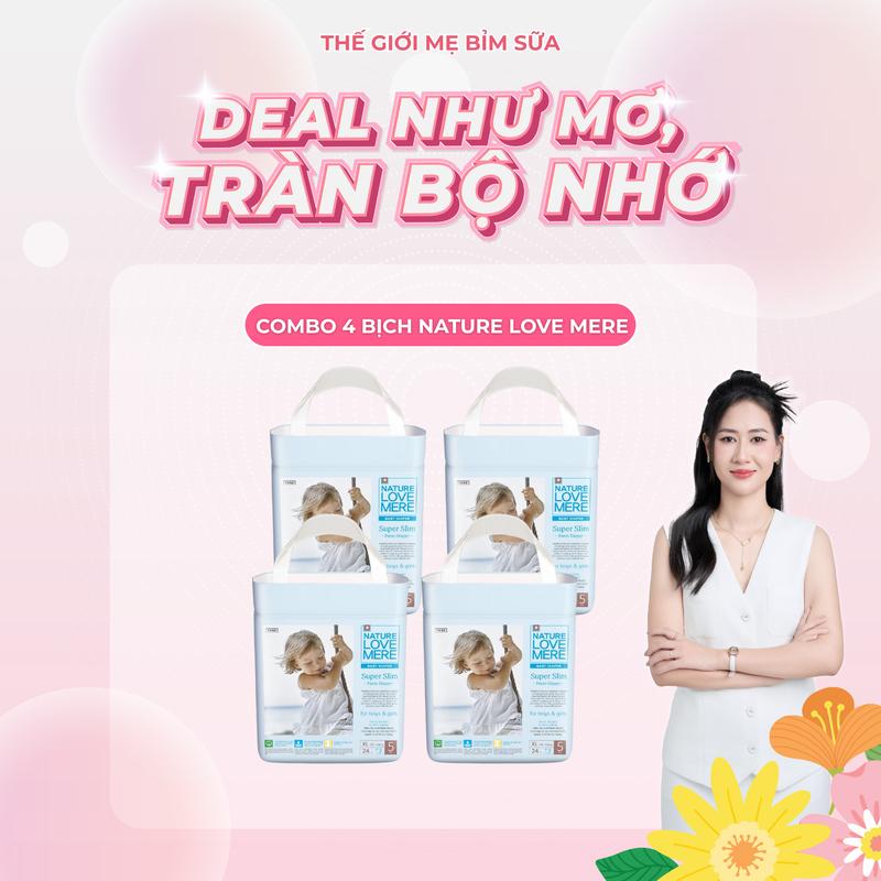[TGMBS] 1 Thùng (4 bịch) Tã/Bỉm Nature Love Mere (mẫu mới) bỉm hè mềm mỏng và thấm hút tốt hàng chính hãng cho bé