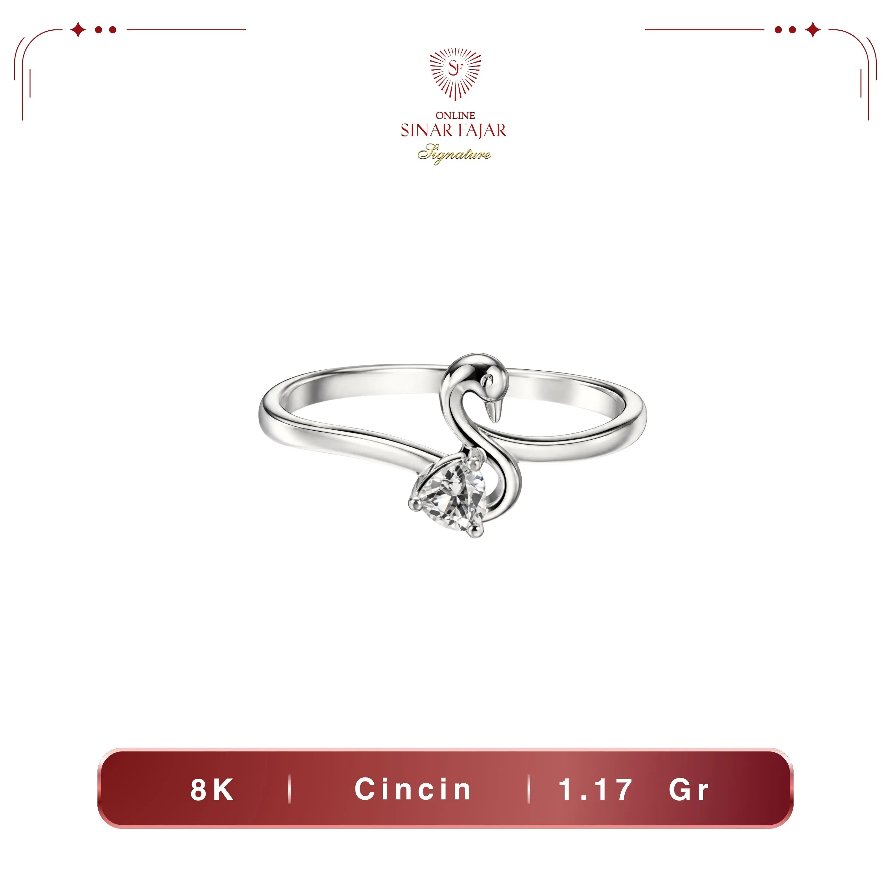 Cincin Emas Angsa Cantik White 8K Terbaru Sb - Sinar Fajar