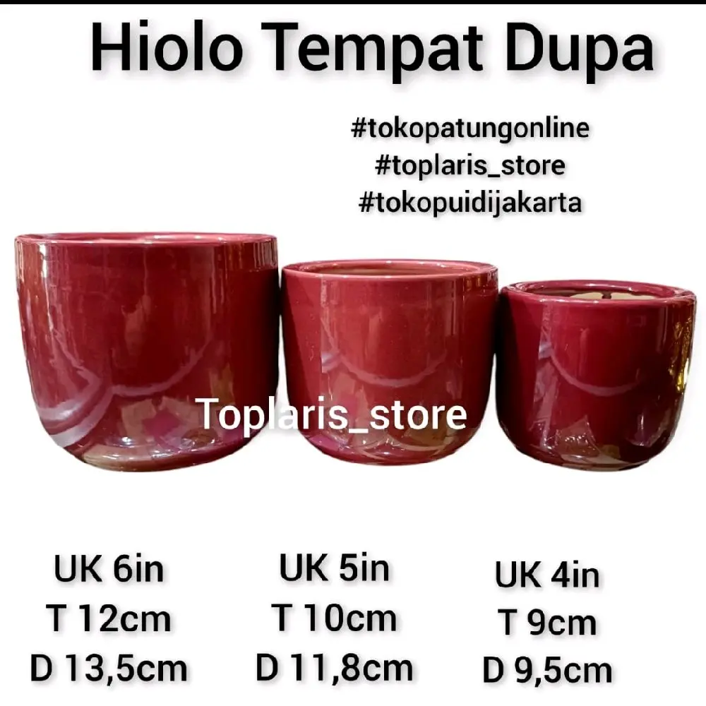 Hiolo Tempat Hio Keramik Polos 4in 10cm Leluhur Dewa Budha