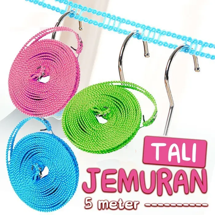 Tali Jemuran Untuk Jemur Pakaian 5 Meter Warna Acak