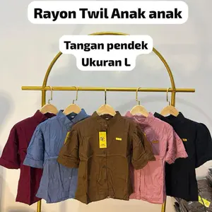 Kemeja Rayon Twil Anak Perempuan Usia 4-12 Tahun Tangan Pendek/panjang Ukuran L Bahan Nyaman