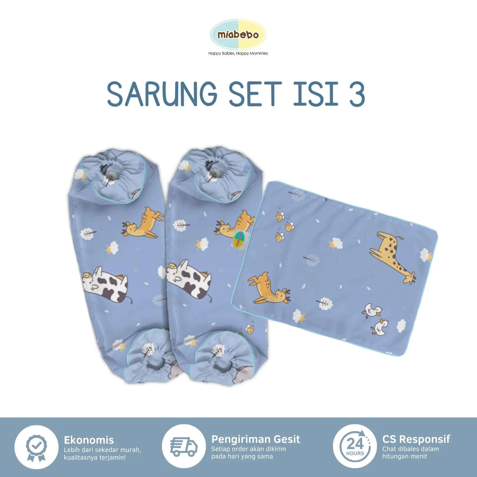 Miabebo Sarung Bantal Bayi set isi 3