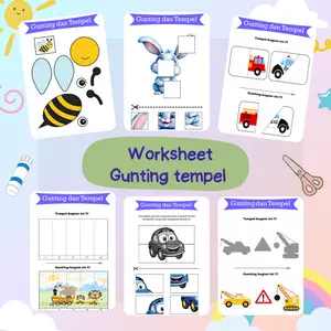 Lembar Edukasi Gunting dan Tempel Anak PAUD TK SD Aktivitas Edukasi di Rumah atau Sekolah