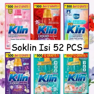 52pcs SOKLIN/RINSO CAIR KEMASAN 500an CAMPUR/RANDOM