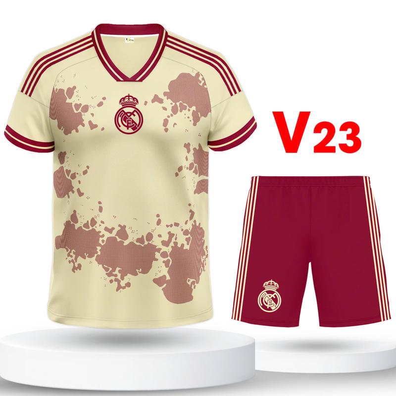 Bộ quần áo bóng đá, đồ đá banh Real Ma Rit thun mè hàn cao cấp logo thêu Top Sport