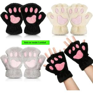 Guantes de Patas de Gato sin Dedos Piel de Oso Peluda Accesorios de Mano Lindos para Cosplay y Disfraces