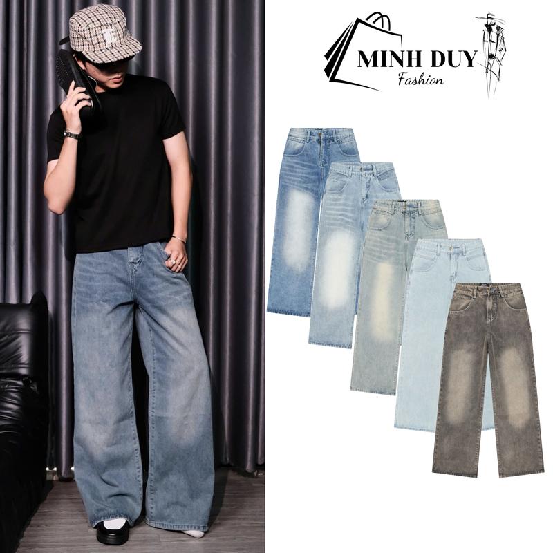 DEAL MỞ BÁN Quần Jean Ống Suông Màu Xanh Vàng Chất Vãi Mềm Mịn Thời Trang Xuân Thu Kiểu Mới Dễ Phối Đồ Cho Nam in túi sau boyfriend jeans