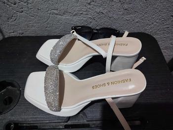 Product Review of Martini Elegant Rhinestone White Fairy Sandals with Block Heels for Women 3.5 inches High from C**L 0