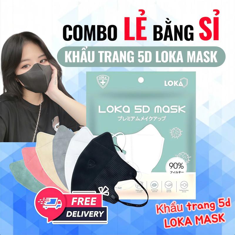  COMBO Khẩu Trang 5D LOKA MASK Chống Tia UV Khẩu Trang Y Tế 3 Lớp Kháng Khuẩn Cao Cấp - Bảo Vệ Sức Khỏe Tốt Nhất 