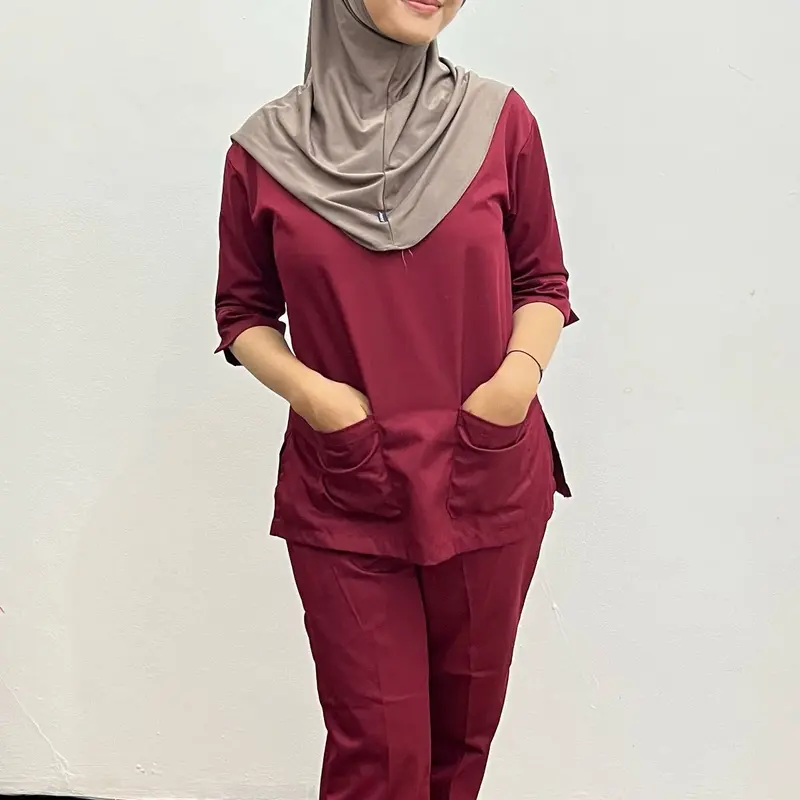Baju OK Lengan 3/4 One set Jaga Perawat Nakes Pakaian Seragam Kerja Bidan Dokter Bahan American Drill 6