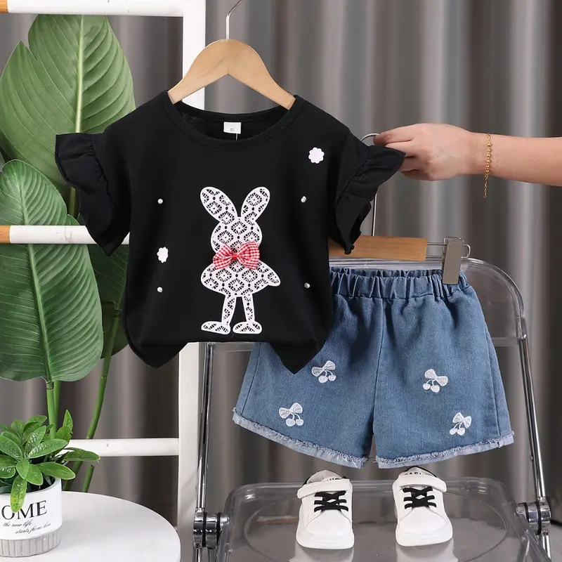 Setelan Celana Pendek Dan Kaos Anak Cewek Anak Perempuan Uisa 1-4Tahun 0