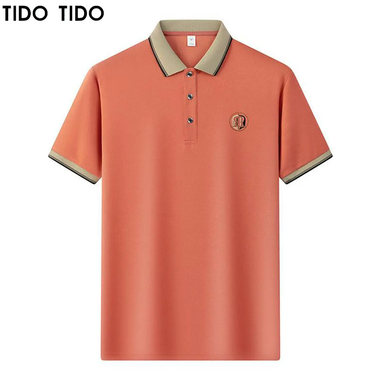 2025 New Menswear Paul Casual Tropical Ice Silk Lapel Shirt Men Middle-aged High-end Embroidered Office Red Tops Dad Short Sleeve Polo Shirt SS24