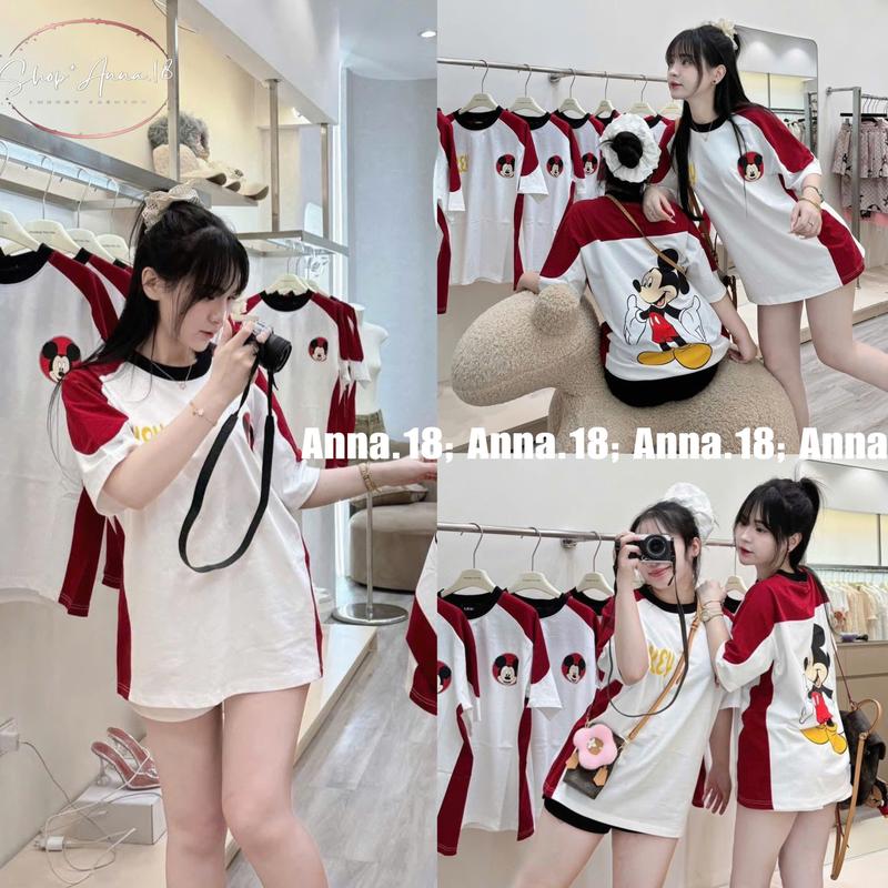 Áo phông cotton KHÔ  form rộng < 70KG In 2 mặt phối tay ( MICKY _PHỐI in 2 mặt ) form nam nữ