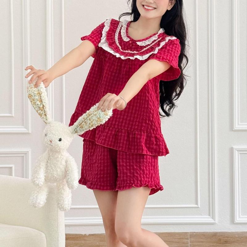 [ Bộ Đồ Ngủ ĐÙI ] CỔ TẦN THIẾT KẾ XINH XẮN BIG SIZE Nhà PINK [ HÀNG CAO CẤP]