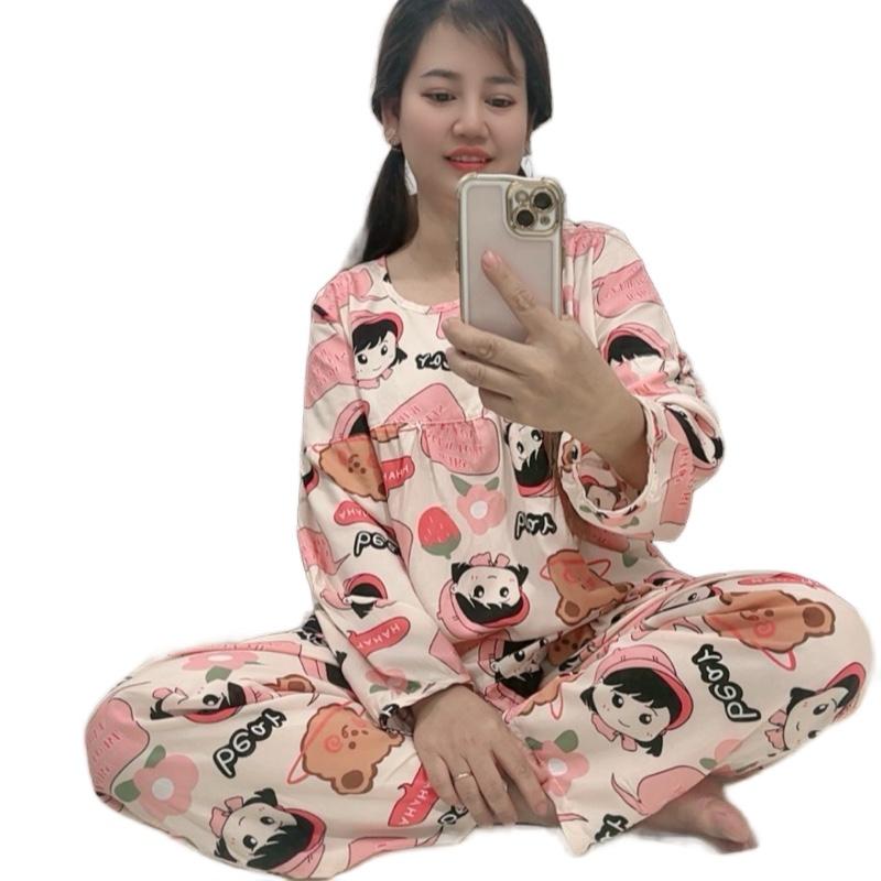 H-125. Đồ Bộ Tole Lanh Tiểu Thư Big size 63-120 kg. Tay Trang Trí Nơ Bo viền Quần Dài  áo Tay Dài . Họa Tiết  Đa Dạng.