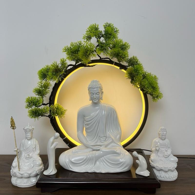  Bộ tượng Ta Bà Tam Thánh ngồi  đủ side  Decor Phòng Trang Trí Nhà,decor tu tập bộ ba tượng không gồm đồ decor  