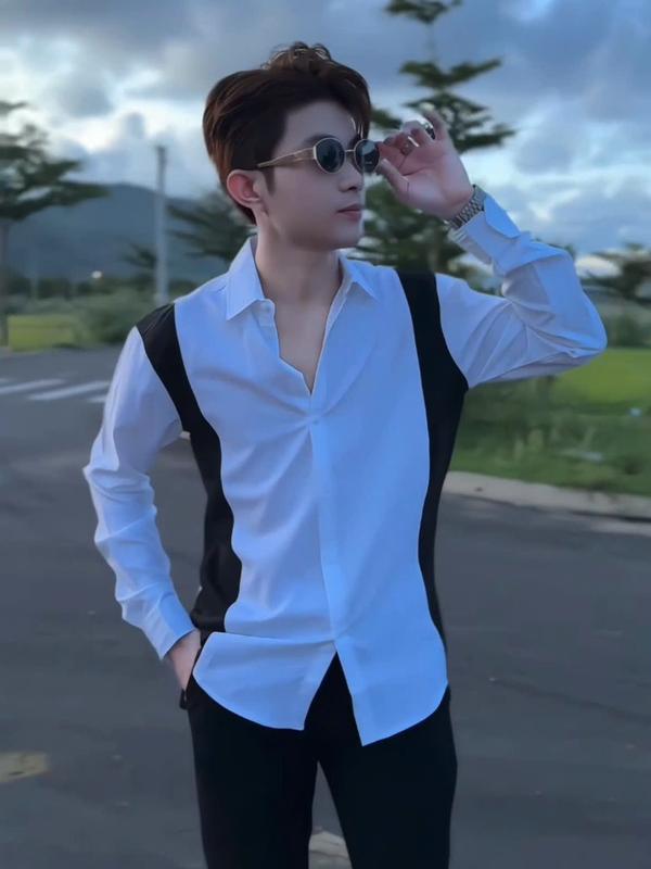 Áo Sơ Mi Nam Dài Tay Hàn Quốc Phối Trắng Đen Chất Vải Lụa Mịn Mát Không Nhăn Có Cổ Shirt Giặt Lạnh Màu Sắc Đầy Đủ Kiểu Dáng Body Fit Thoải Mái Cho Nam Menswear