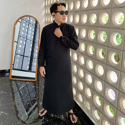 Jubah Pria Dewasa / Pakaian Gamis Pria Muslim Lengan Panjang Resleting