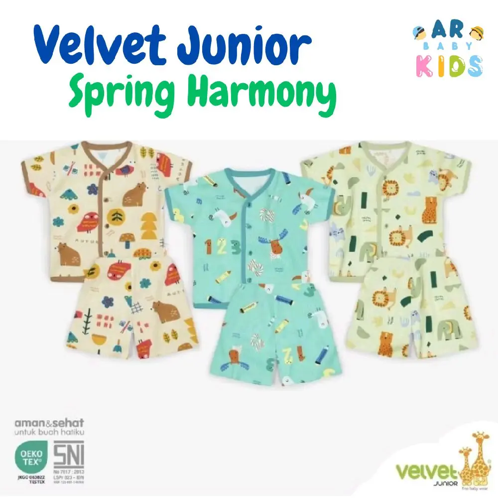 Velvet Baju Bayi & Anak Pendek Kancing Depan Celana Pendek