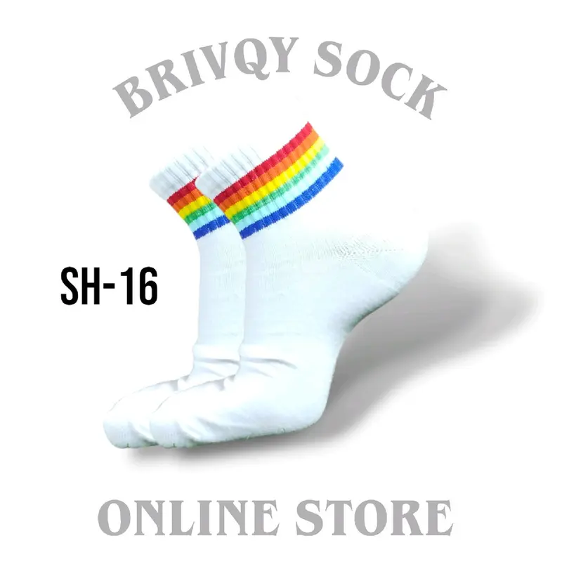 BRIVQY - Kaos Kaki Pendek 3/4 Untuk Pria dan Wanita Motif dan Stripe Casual Skate 5