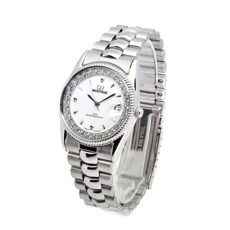 Mirage Watch - Jam Tangan Analog Wanita Casual Silver Permata RX M Tahan Air Kaca Stainless Watches 6