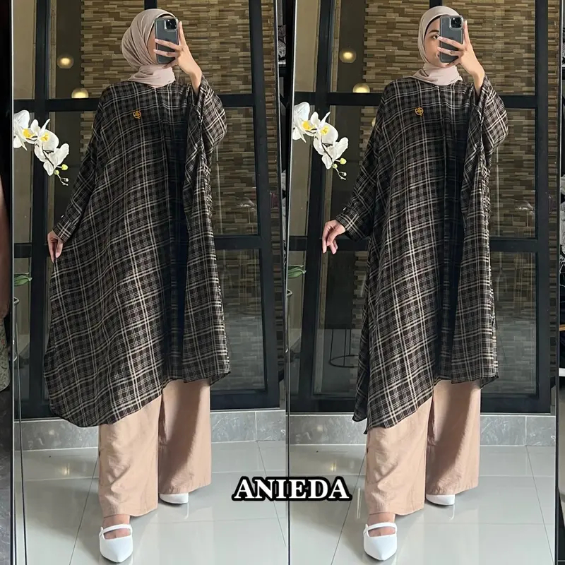 Hamidah set abaya malaya by anieda material rayon premium mix celana kulot polo linen premium 7