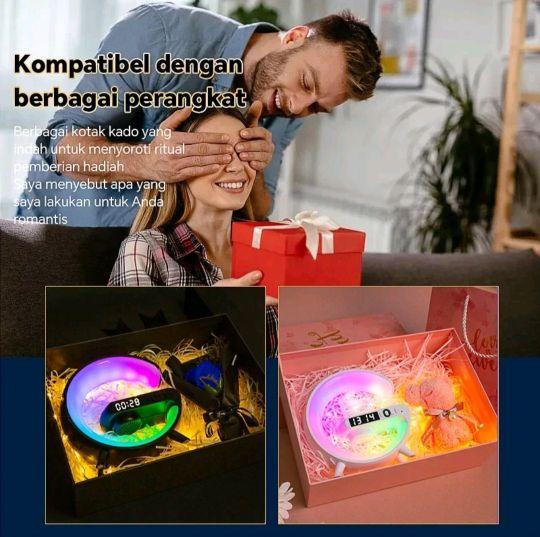 Speaker Bluetooth LED G-Lamp 360° dengan Alarm Clock dan Wireless Charger 10W Lampu Tidur RGB Berbagai Mode