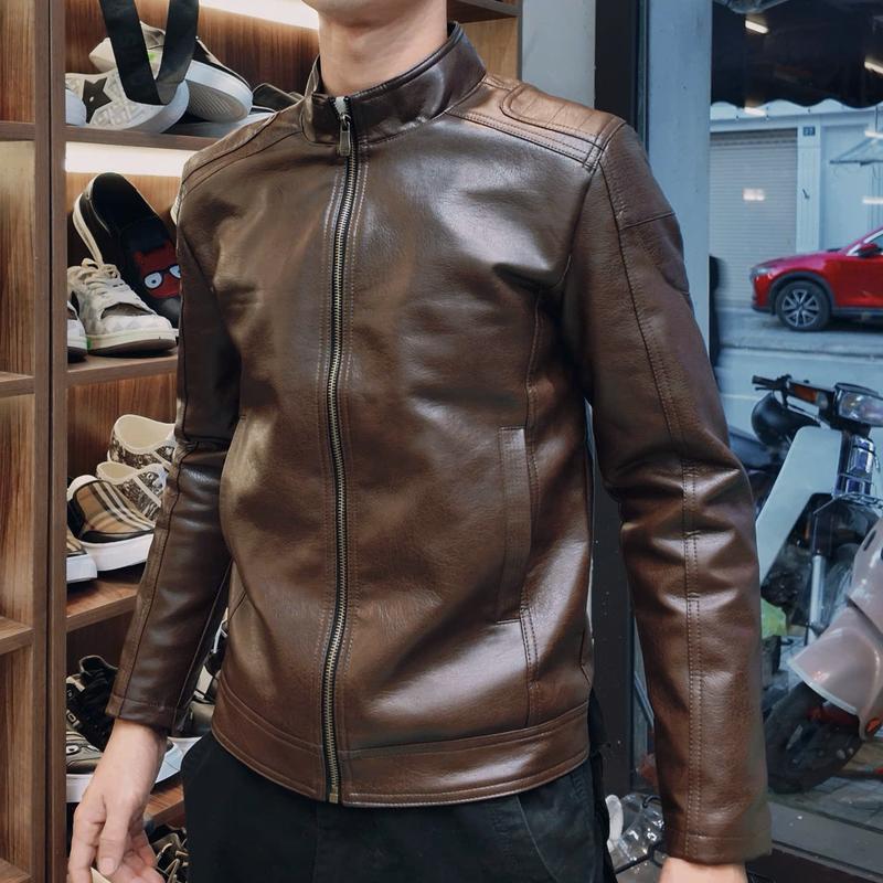 Áo Khoác Da Nam Cổ Tàu Cao Cấp chất Liệu Da Tốt Form Dáng Trẻ Trung Bên Trong Lót Nhung Thiết Kế Tinh Tế Phù Hợp Đa Dạng Bảo Hành 1 Năm