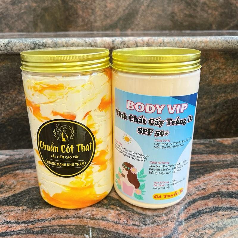 [MUA 1 TẶNG 1] Body cốt thái tặng Body tinh chất vip trắng mạnh khử da vàng da thâm xạm kháng nước size 1kg800gram