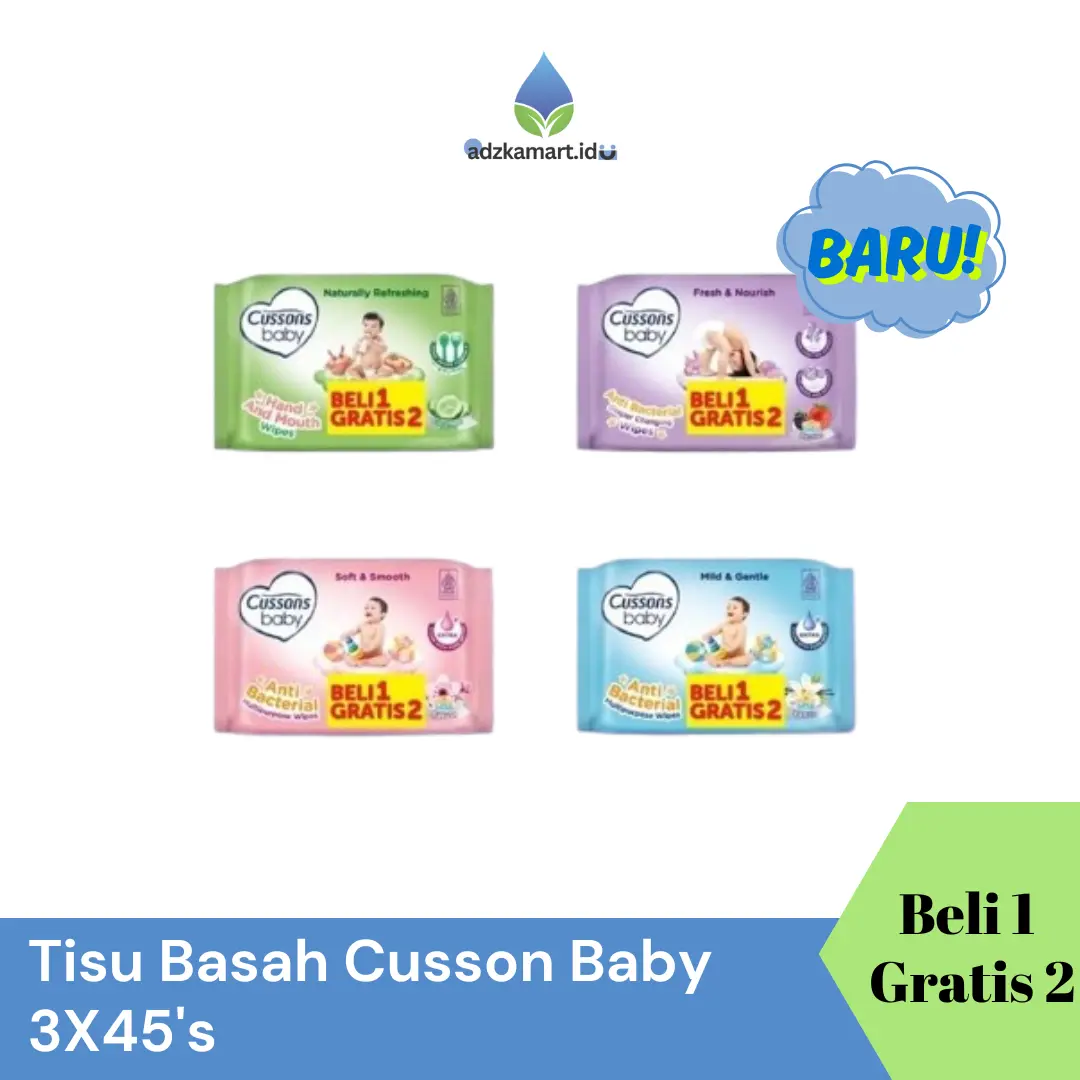 Cussons Baby Tisu Basah Beli 1 Gratis 2 isi 45s+45s - Tisu Basah Besar