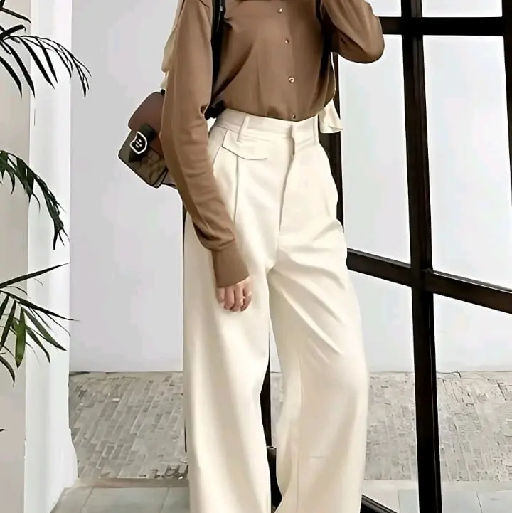ORO PANT CELANA WANITA HIGHWAIST LOOSE PANT TROUSRE - CELANA WANITA ANTI KUSUT SEMI WOLL 0
