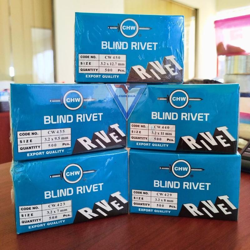 PAKU RIVET CHW ISI 500 PCS / PAKU RIVET CW 423/429/435/440/450 SIAP KIRIM 0
