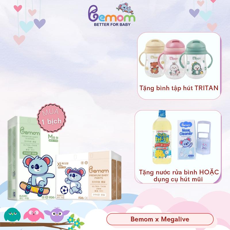 [KOL] Combo 1 bịch tã Bemom Plus Hàn Quốc mỏng nhẹ, thấm hút tốt cho bé