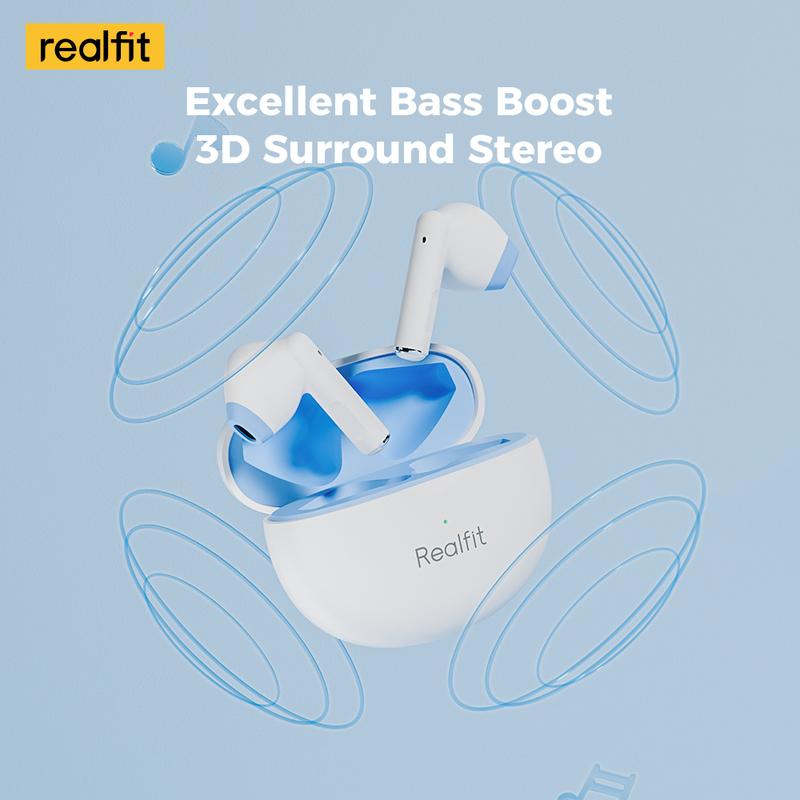 Realfit F2 TWS Bluetooth Earphone HIFI Quality True Wireless Earbuds with Mic BT5.3 Superb Bass 25H Batttery Life 2