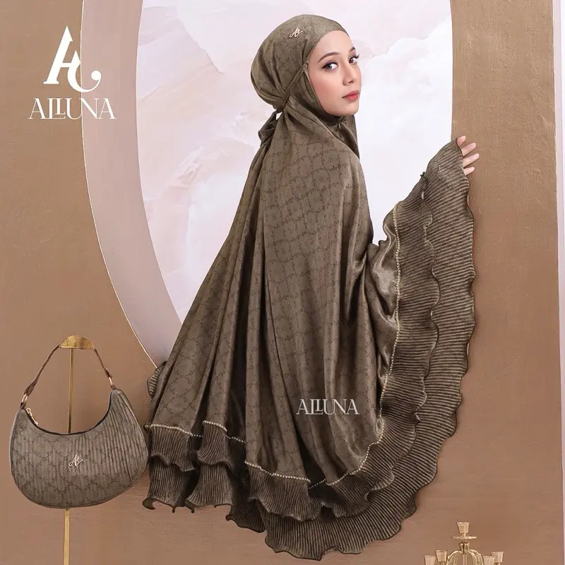 ALLUNA - Mukena Dewasa Mewah Santorini Silk 2in1 Zhafira Series Bawahan Nyaman Panjang Lembut Cantik Satin Muslim Traveling