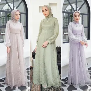 GAMIS LEBARAN BROKAT BRUKAT TILE MODERN WANITA GAMIS PESTA GAMIS MAXI NADINE DRESS GAMIS TUNANGAN KONDANGAN NIKAHAN • simpel