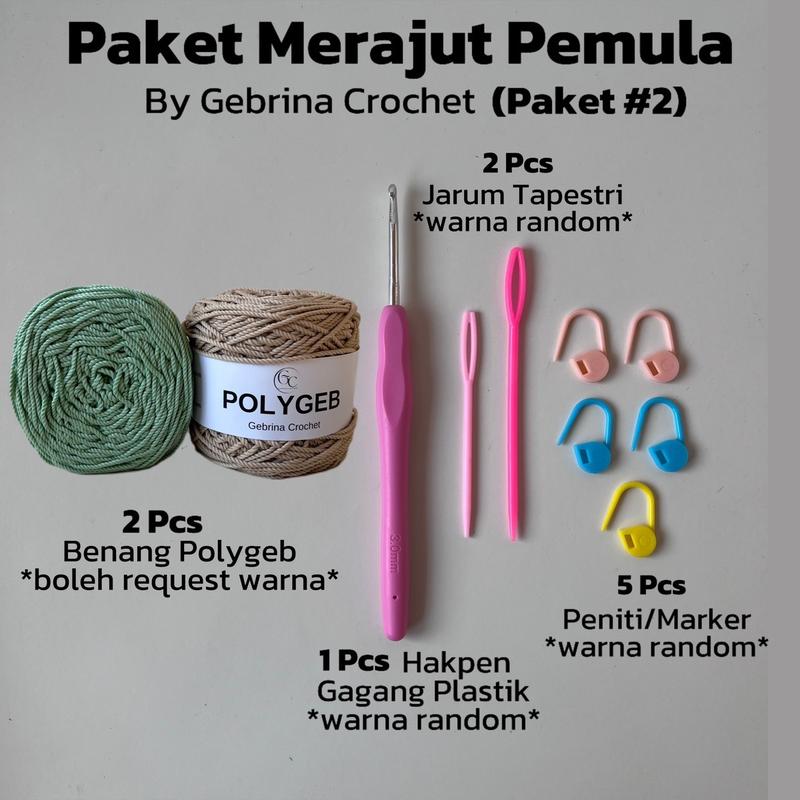 GEBRINA PAKET CROCHET STARTER KIT / CROCHET KIT FOR BEGINNER / ALAT & BAHAN LENGKAP MERAJUT UNTUK PEMULA 3
