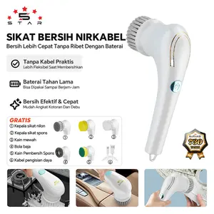 Sikat Pembersih Listrik Tanpa Kabel Genggam 5-in-1 Sikat Pembersih Tahan Air Sepenuhnya Otomatis untuk Penggunaan di Rumah Sepatu Cermin