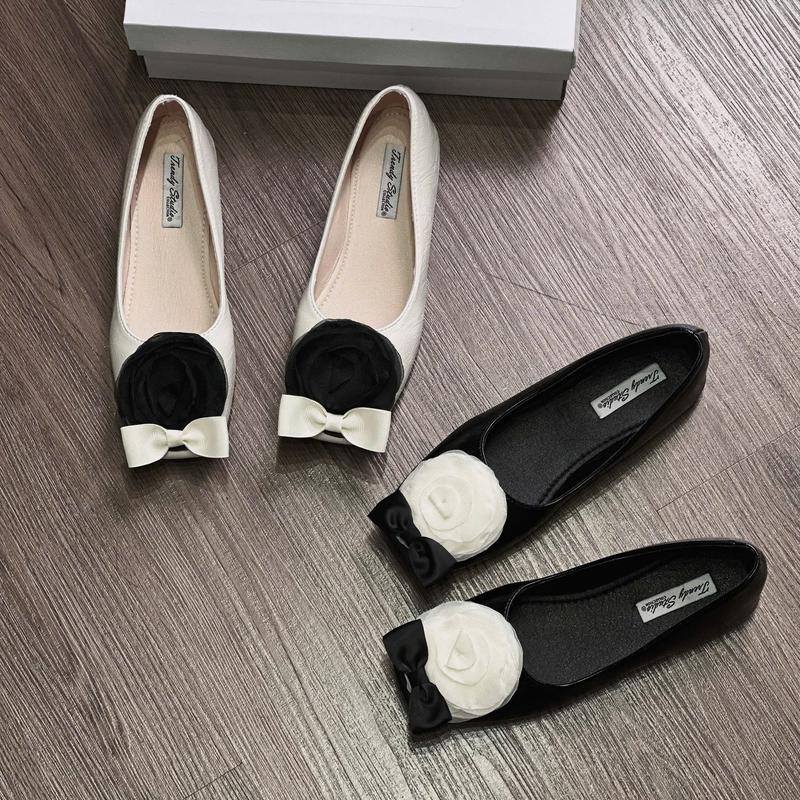 [Chân Gầy Lùi 1 Size] MEYBANNI - Giày Búp Bê Nữ Phối Hoa và Nơ Xinh Đế Mềm Êm, Dễ Đi, Phối Đồ Sang Trọng - C727