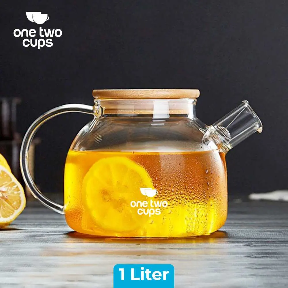 Teko kaca tahan panas api kompor tutup kayu Pitcher Teh Chinese Teapot
